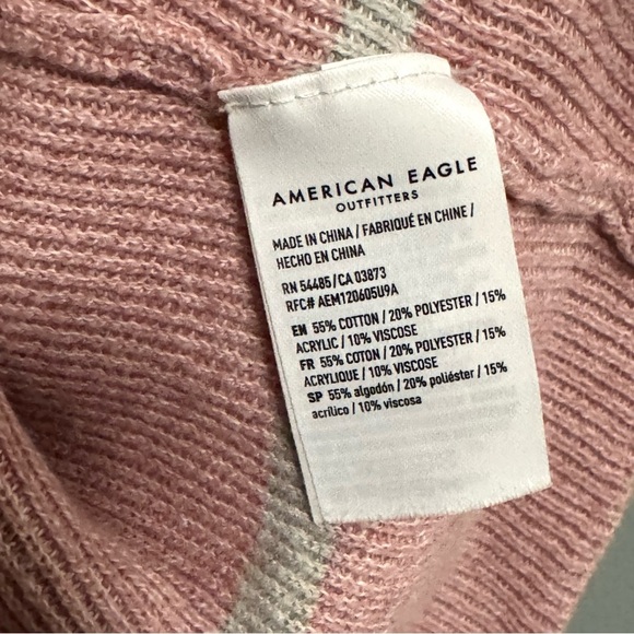 AMERICAN EAGLE Jegging Fit Pink and Light Gray Stripe Sweater Size Large - Picture 4 of 6
